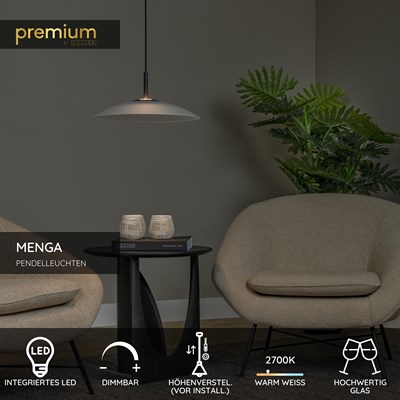 Lucide MENGA - Pendelleuchten - Ø 40 cm - LED Dim. - 1x11W 2700K - Opal | Premium